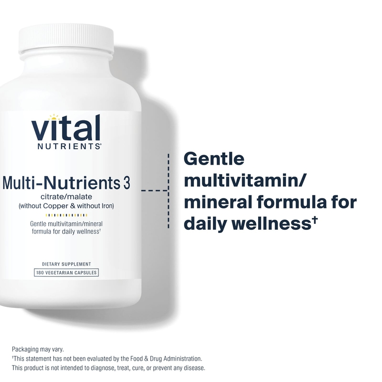 Vital Nutrients, Multi-Nutrients, 3, 180 вегетарианских капсул