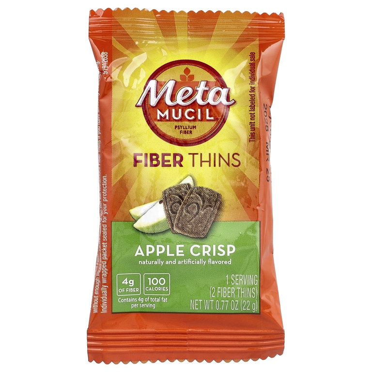 Metamucil, Fibre Thins, яблочный и хрустящий продукт, 12 пакетиков по 22 г (0,77 унции)