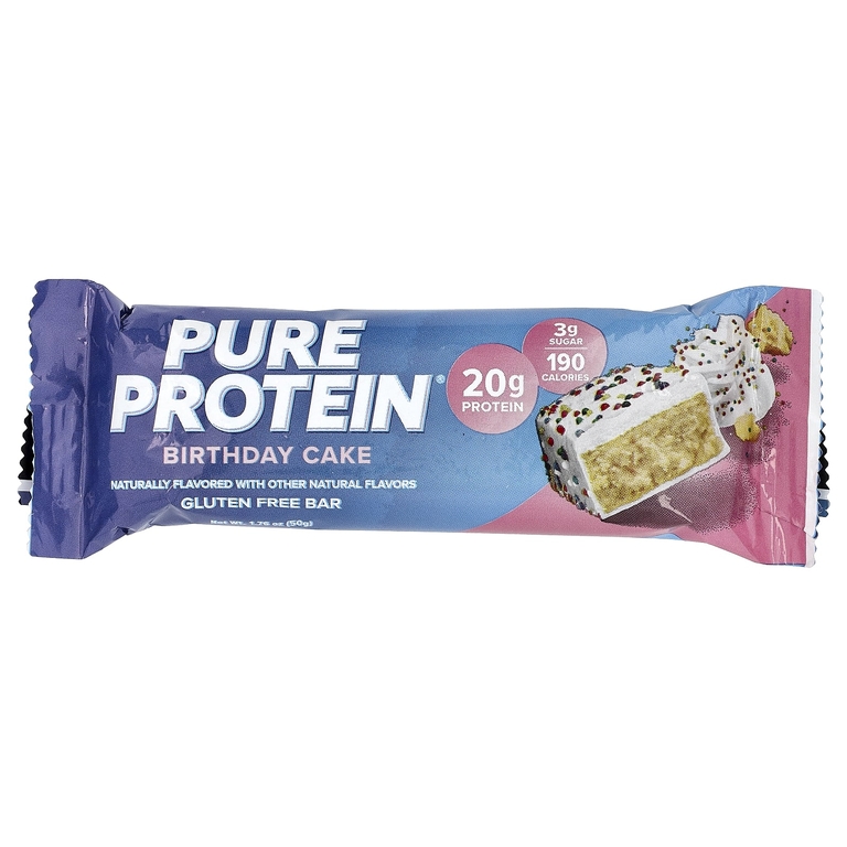 Pure Protein, батончики без глютена, со вкусом праздничного торта, 12 батончиков, 50 г (1,76 унции)