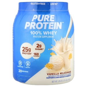 Pure Protein, 100% сывороточный протеин, со вкусом ванильного молочного коктейля, 793 г (1,75 фунта)