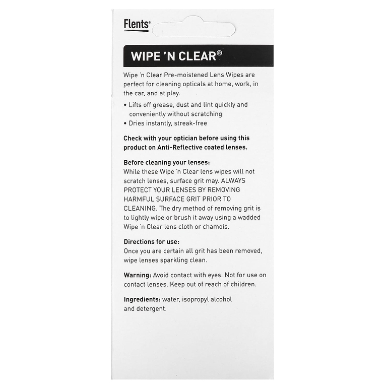 Flents, Wipe 'N Clear, увлажняющие салфетки для линз, 20 шт. (Товар снят с продажи) 