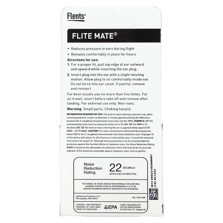 Flents, Flite Mate, беруши для снижения давления, 1 пара в футляре (Товар снят с продажи) 