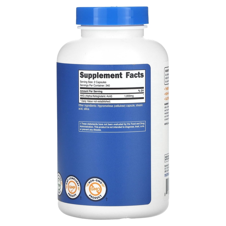 Nutricost, АКГ (альфа-кетоглутаровая кислота), 240 капсул (500 мг в 1 капсуле)