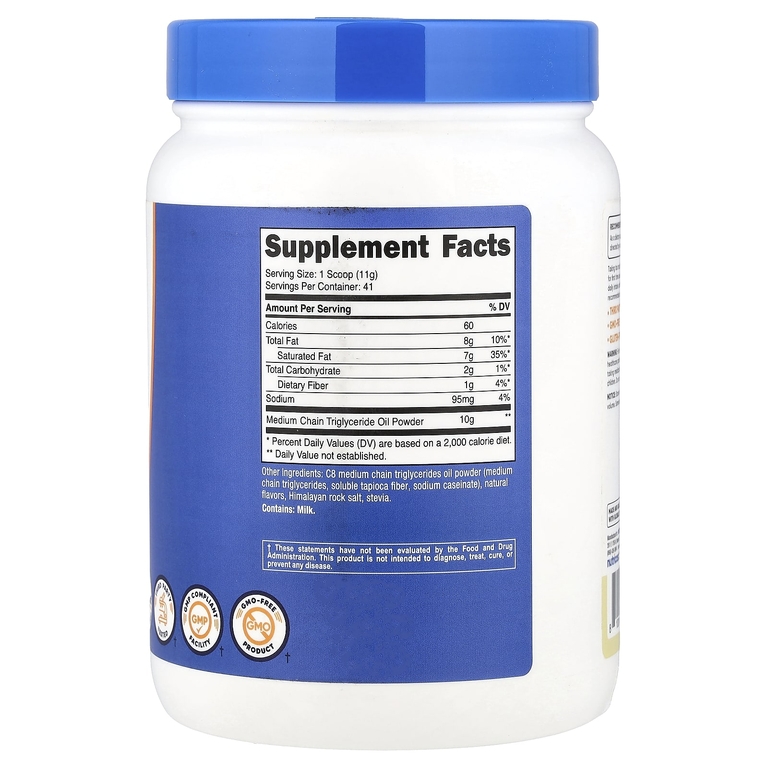 Nutricost, C8 MCT, порошок из масла, ваниль, 454 г (1 фунт)