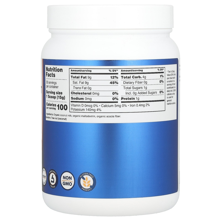 Nutricost, органическое сухое кокосовое молоко, без добавок, 454 г (1 фунт)