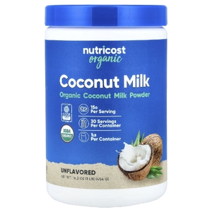 Nutricost, Органическое кокосовое молоко в порошке, без добавок, 16,2 унции (454 г)