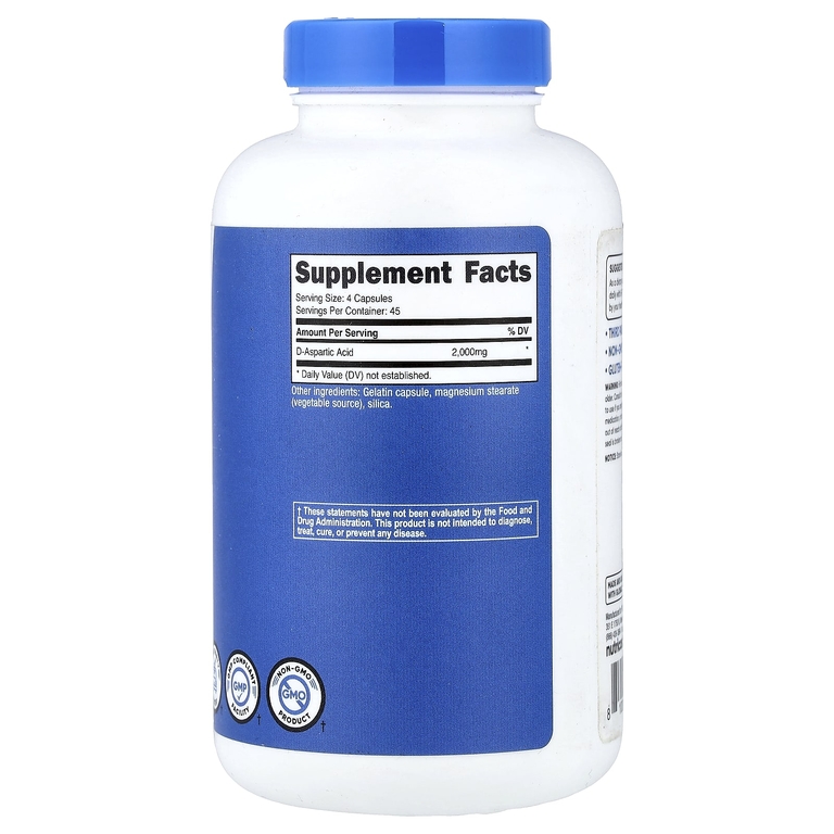 Nutricost, Performance, D-аспарагиновая кислота, 180 капсул (500 мг на капсулу)