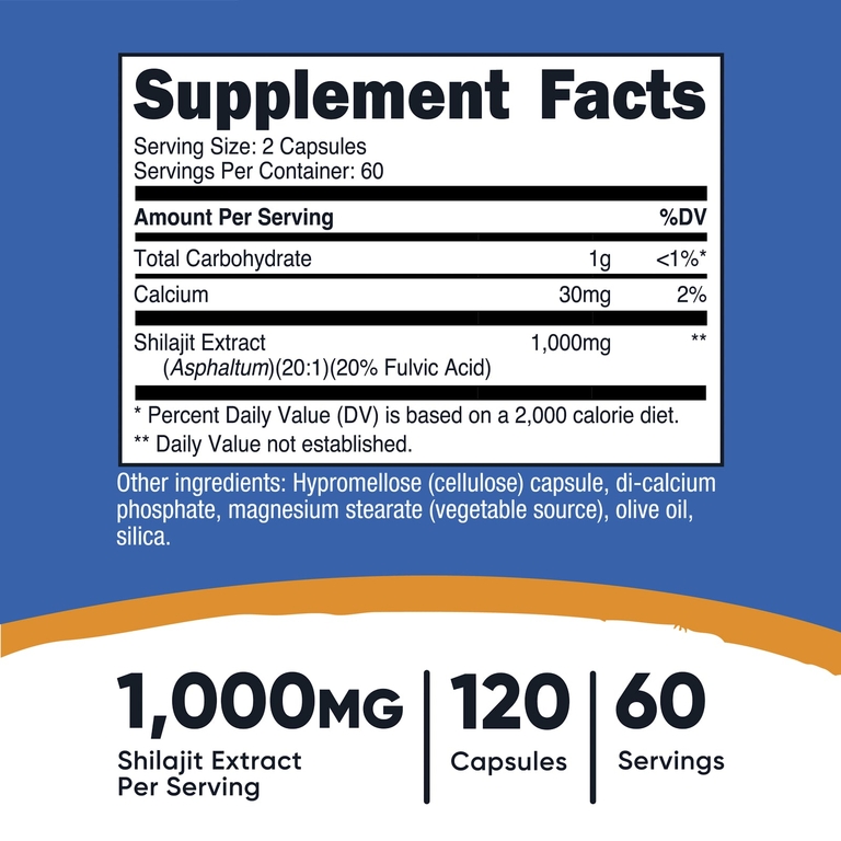 Nutricost, Мумие, 120 капсул