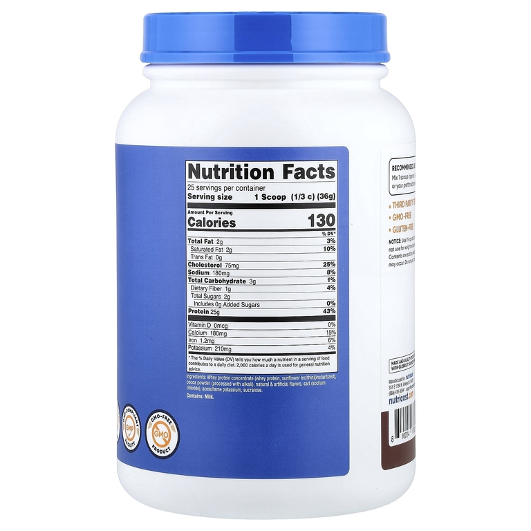 Nutricost, концентрат сывороточного протеина, со вкусом молочного шоколада, 907 г (2 фунта)