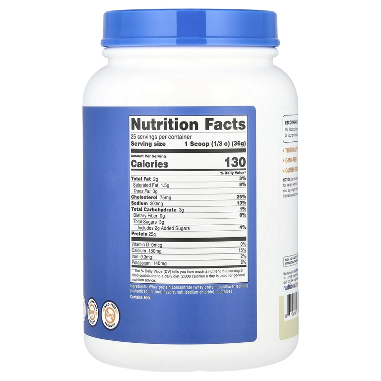 Nutricost, концентрат сывороточного протеина, со вкусом ванили, 907 г (2 фунта)