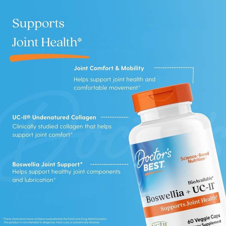 Doctor's Best, босвеллия и UC-II®, 60 растительных капсул