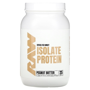 Raw Nutrition, сывороточный изолят сывороточного протеина от коров травяного откорма, с арахисовым маслом, 857,5 г (1,89 фунта) (Товар снят с продажи) 
