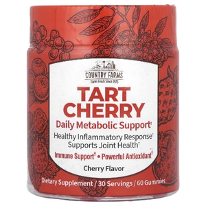 Country Farms, Tart Cherry, ежедневная поддержка метаболизма, вишня, 60 жевательных таблеток (200 мг в 1 жевательной мармеладке)