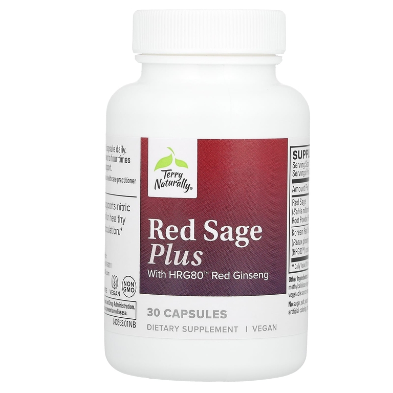 Terry Naturally, Red Sage Plus с HRG80 красным женьшенем, 30 капсул