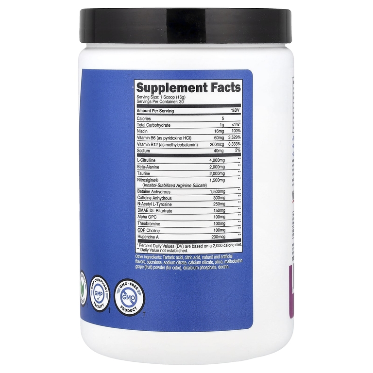 Nutricost, Performance, PRE-X, комплекс Xtreme Pre-Workout с виноградным содержанием, 1,1 фунта (489 г)