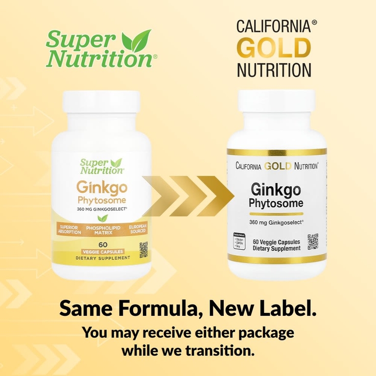 California Gold Nutrition, Ginkgo Phytosome, фитосомы гинкго, 360 мг, 60 растительных капсул