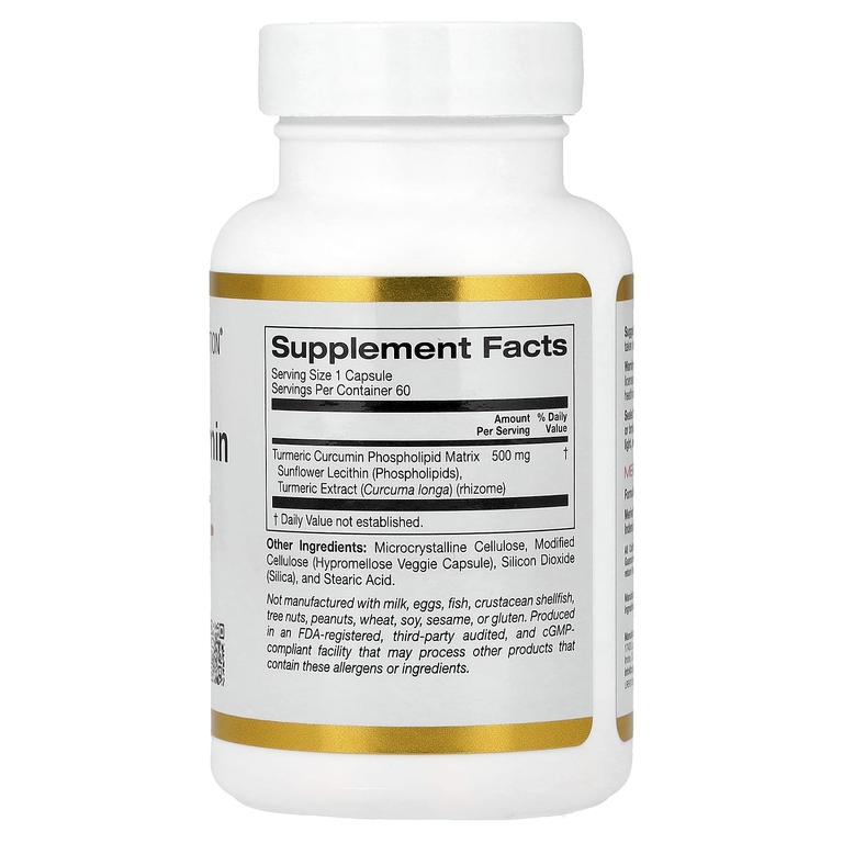California Gold Nutrition, Turmeric Curcumin Phytosome Meriva®, фитосомы куркумина из куркумы, 500 мг, 60 растительных капсул