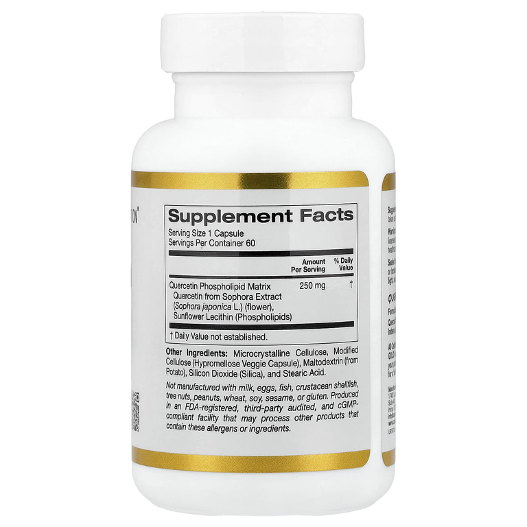California Gold Nutrition, Quercetin Phytosome Quercefit®, фитосомы кверцетина, 250 мг, 60 растительных капсул