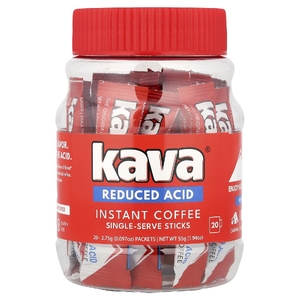 Kava Coffee, растворимый кофе в порционных стиках, с пониженным содержанием кислоты, 20 пакетиков по 2,75 г (0,097 унции)