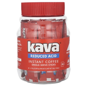 Kava Coffee, растворимый кофе в порционных стиках, с пониженным содержанием кислоты, 20 пакетиков по 2,75 г (0,097 унции)