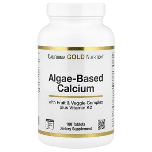 California Gold Nutrition, кальций из водорослей, добавка с кальцием, витамином D3 и магнием, органическая клубника, малина и голубика, 180 таблеток