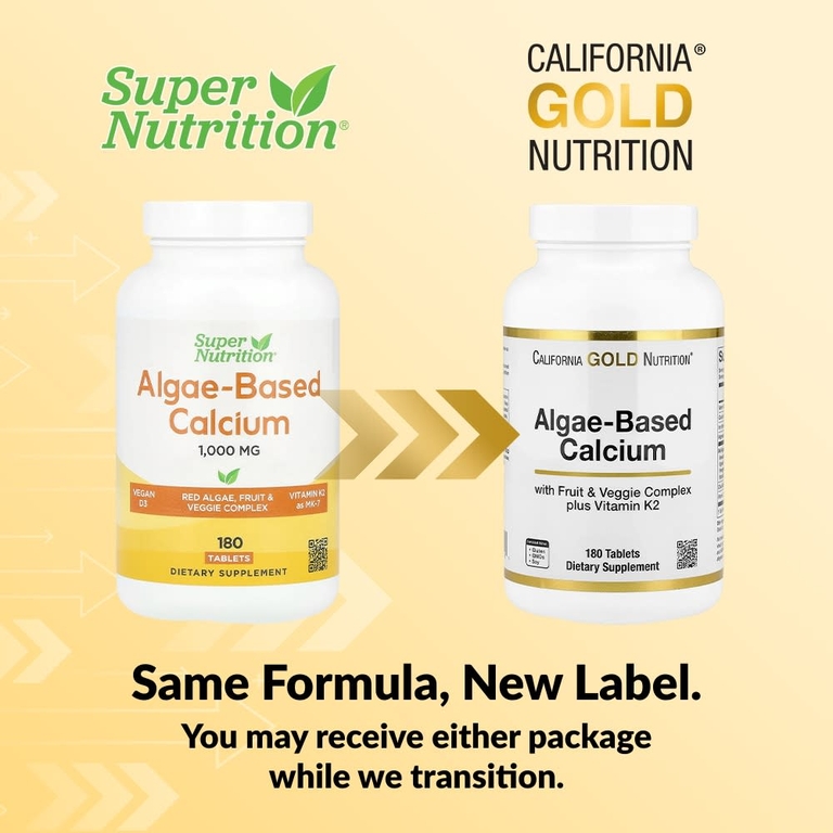 California Gold Nutrition, кальций из водорослей, добавка с кальцием, витамином D3 и магнием, органическая клубника, малина и голубика, 180 таблеток
