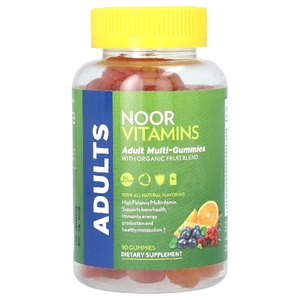 Noor Vitamins, мультивитаминные жевательные таблетки со смесью органических фруктов, для взрослых, 90 жевательных таблеток (Товар снят с продажи) 