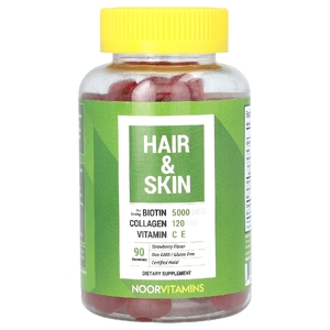 Noor Vitamins, жевательные таблетки для волос и кожи, со вкусом клубники, 90 жевательных таблеток (Товар снят с продажи) 