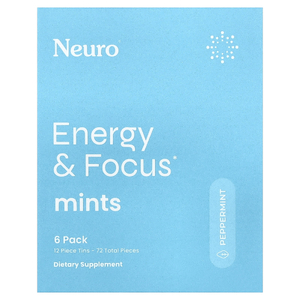 NeuroGum, мятные конфеты, энергия и концентрация, перечная мята, 6 пакетиков по 12 шт.