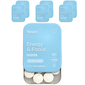 NeuroGum, мятные конфеты, энергия и концентрация, перечная мята, 6 пакетиков по 12 шт.