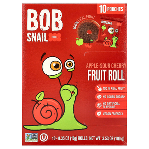 Bob Snail, Fruit Rolls, яблоко-вишня, 10 пакетиков по 10 г (0,35 унции)