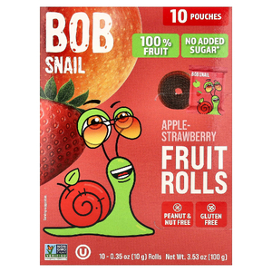 Bob Snail, Фруктовые рулеты, яблоко-клубника, 10 пакетиков по 10 г (0,35 унции)