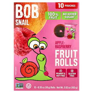Bob Snail, Фруктовые рулеты, яблоко-малина, 10 пакетиков по 10 г (0,35 унции)