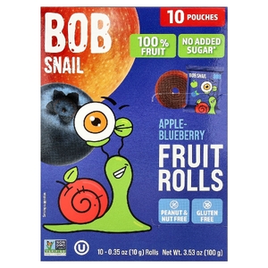 Bob Snail, фруктовые роллы, со вкусом яблока и голубики, 10 пакетиков, по 10 г (0,35 унции)