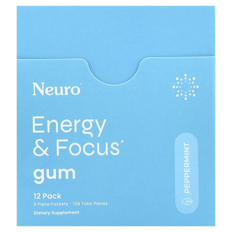 NeuroGum, жевательная резинка для энергии и концентрации, со вкусом перечной мяты, 12 упаковок по 9 шт.