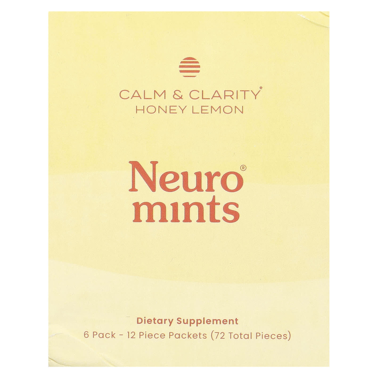 NeuroGum, NeuroMints, спокойствие и ясность, с медом и лимоном, 6 пакетиков по 12 шт.