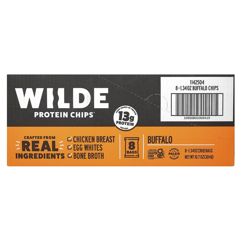 Wilde Brands, Protein Chips®, баффало, 8 пакетиков по 38 г (1,34 унции)