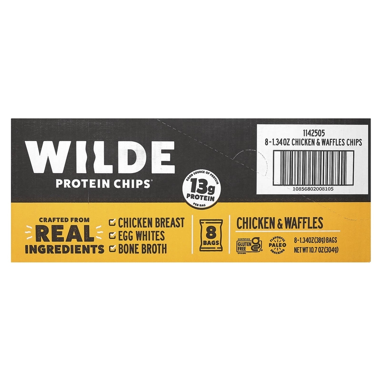 Wilde Brands, Protein Chips®, с курицей и вафлями, 8 пакетиков по 38 г (1,34 унции)