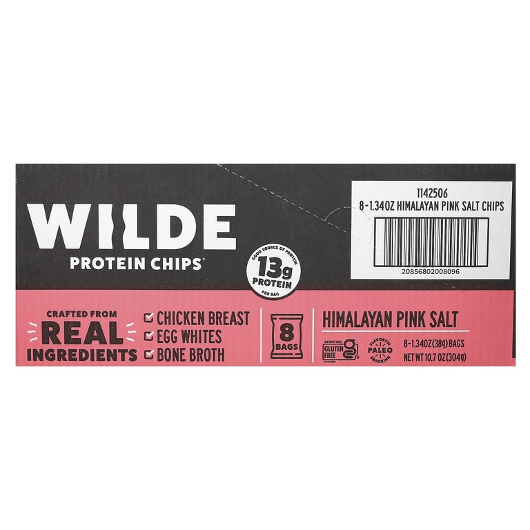 Wilde Brands, Protein Chips®, розовая гималайская соль, 8 пакетиков по 38 г (1,34 унции)