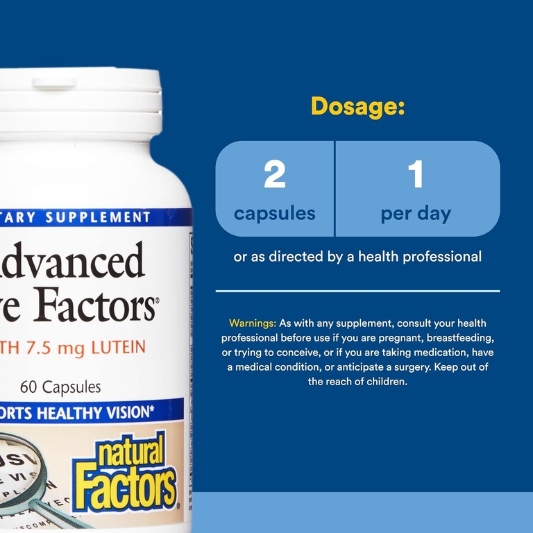 Natural Factors, улучшенная формула для зрения, 60 капсул