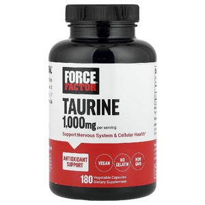 Force Factor, таурин, 180 растительных капсул (500 мг в 1 капсуле)