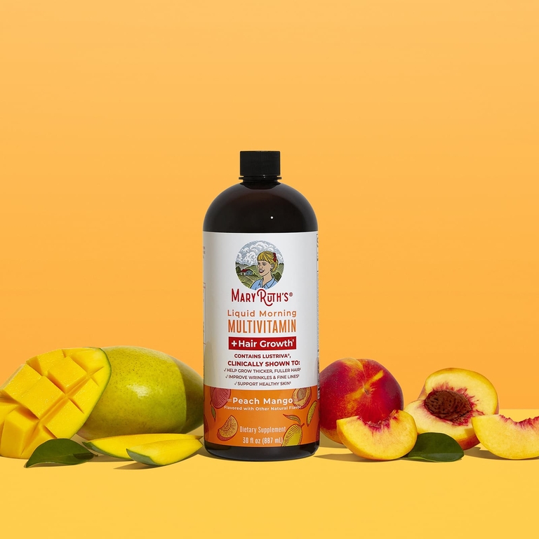 MaryRuth's, Liquid Morning Multivitamin, средство для роста волос, персик и манго, 887 мл (30 жидк. унций)