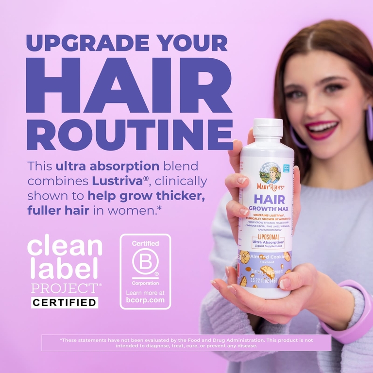 MaryRuth's, Hair Growth Max, липосомальный продукт, миндальное печенье, 450 мл (15,22 жидк. унции)