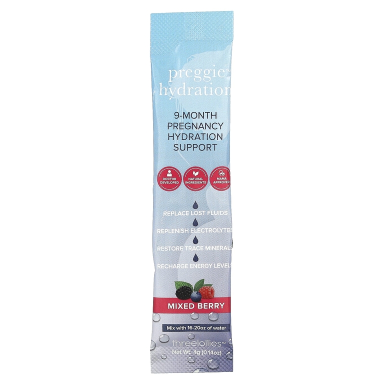 Preggie, Hydration, ягодное ассорти, 10 пакетиков, по 4 г (0,14 унции)