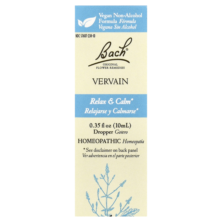 Bach, Original Flower Remedies, вербена, 10 мл (0,35 жидк. унции)