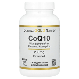 California Gold Nutrition, коэнзим Q10 с Bioperine® и экстрактом чёрного перца, улучшенная биодоступность, 200 мг, 120 растительных капсул