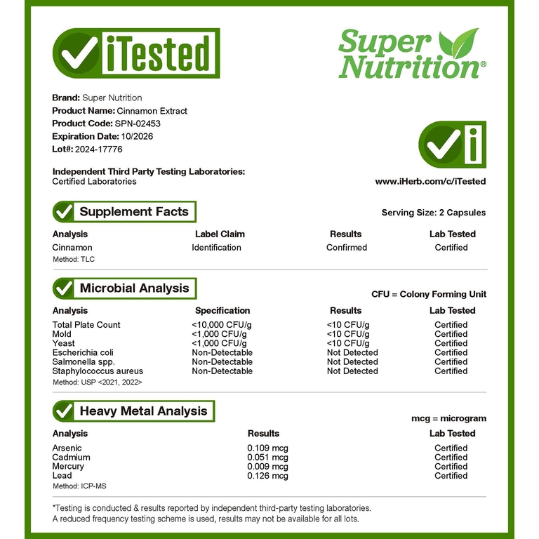 Super Nutrition, экстракт корицы, 60 растительных капсул (250 мг в 1 капсуле)