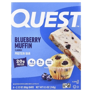 Quest Nutrition, протеиновый батончик, кекс с голубикой, 4 шт. по 60 г (2,12 унции)