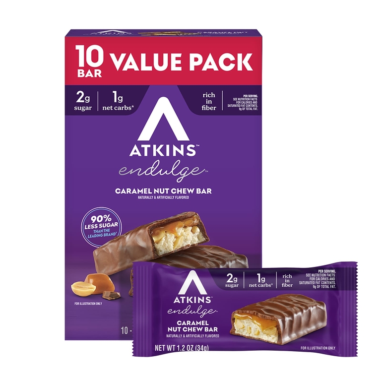 Atkins, Endulge™, батончик с карамелью и орехами, 10 шт. по 34 г (1,2 унции)