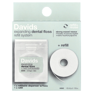 Davids, Расширение системы запаса зубной нити, + сменный блок, мята, 2 шт.